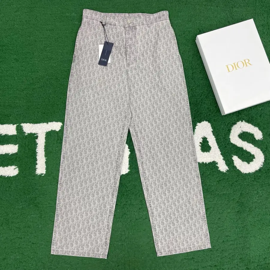 디올 오블리크 코튼 데님 카펜터 진 그레이