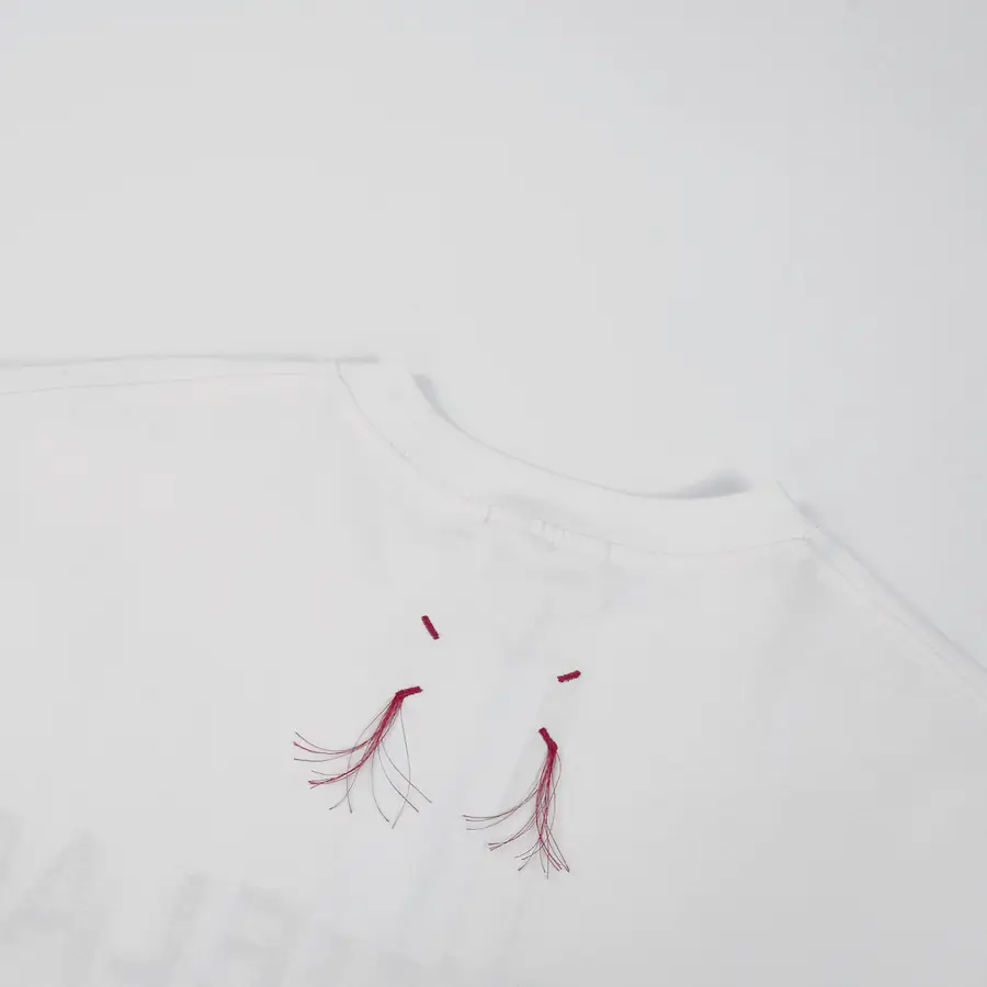 메종 마르지엘라 로고 그래픽 프린트 티셔츠 화이트