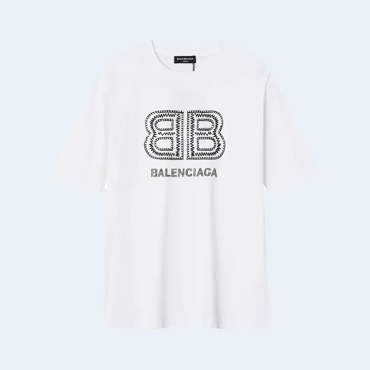 발렌시아가 BB 엠브로이더리 로고 티셔츠 화이트