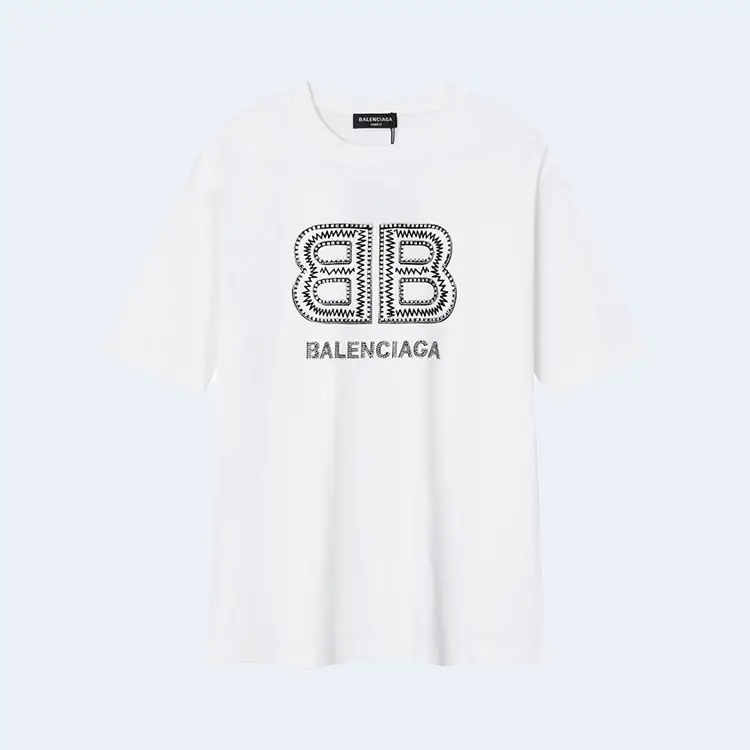 발렌시아가 BB 엠브로이더리 로고 티셔츠 화이트