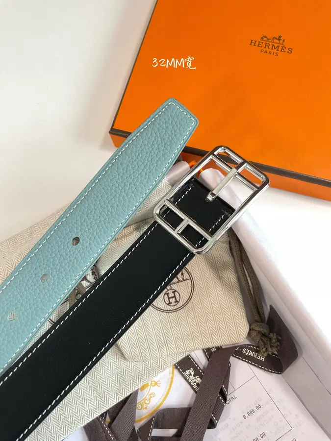 에르메스 카페 코드 32 리버서블 블루 32mm