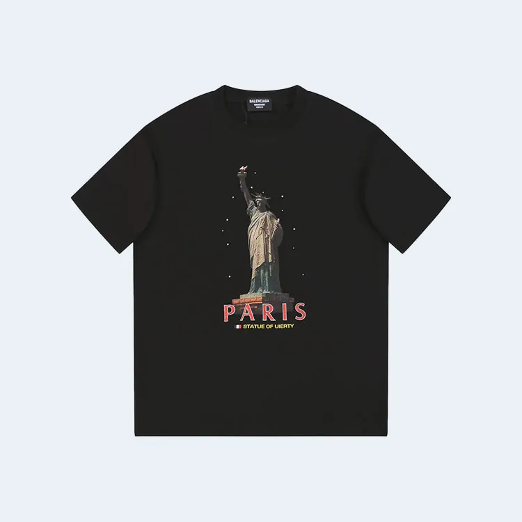 발렌시아가 Statue of Liberty 자수 티셔츠 블랙