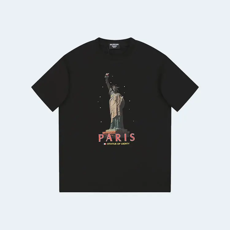 발렌시아가 Statue of Liberty 자수 티셔츠 블랙
