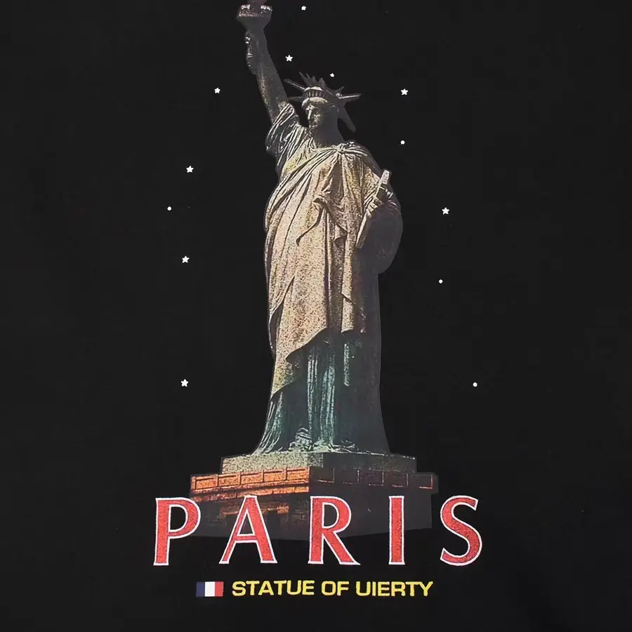 발렌시아가 Statue of Liberty 자수 티셔츠 블랙