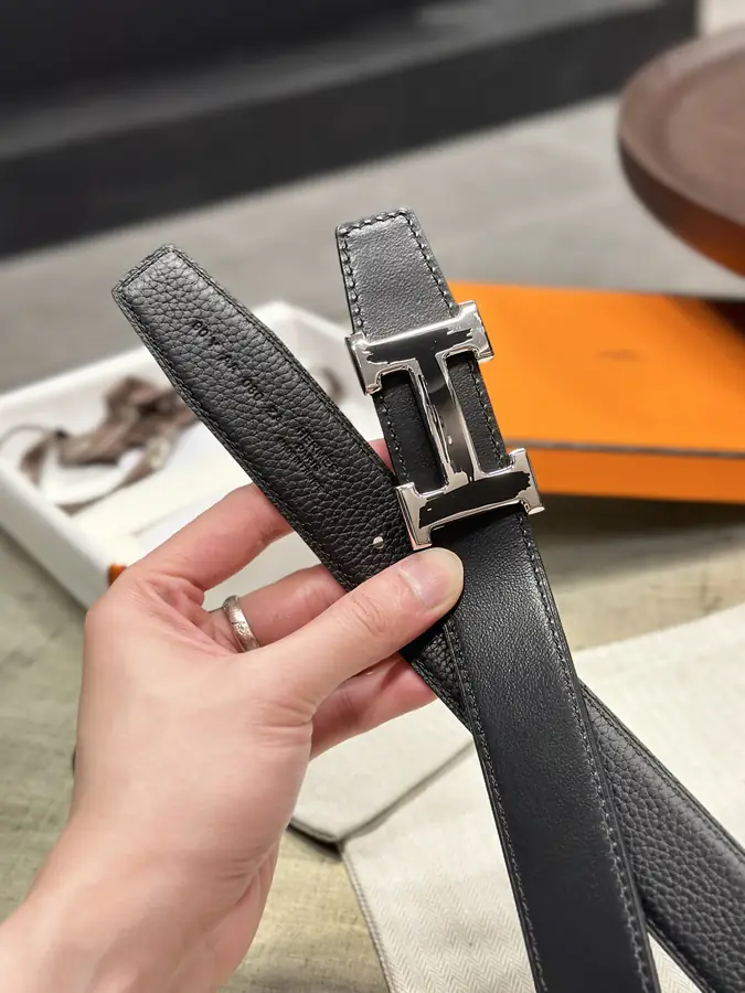 에르메스 브러시 리버시블 벨트 블랙 32mm