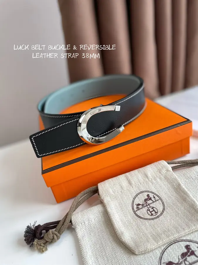 에르메스 럭 리버서블 벨트 블루 블랙 38mm