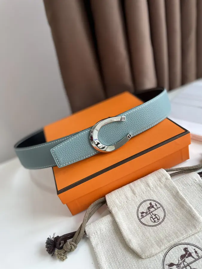 에르메스 럭 리버서블 벨트 블루 블랙 38mm