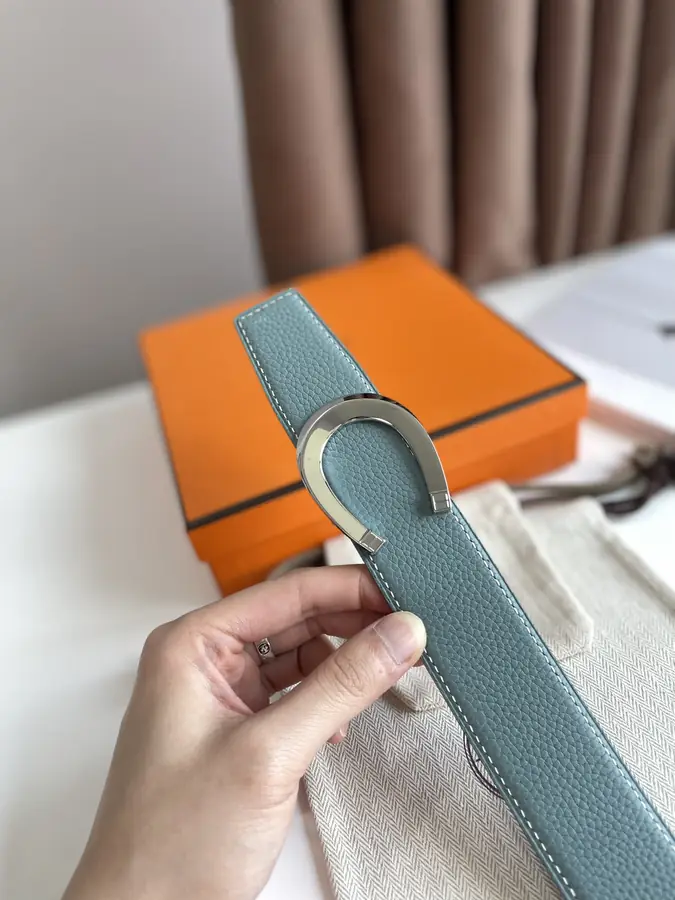 에르메스 럭 리버서블 벨트 블루 블랙 38mm