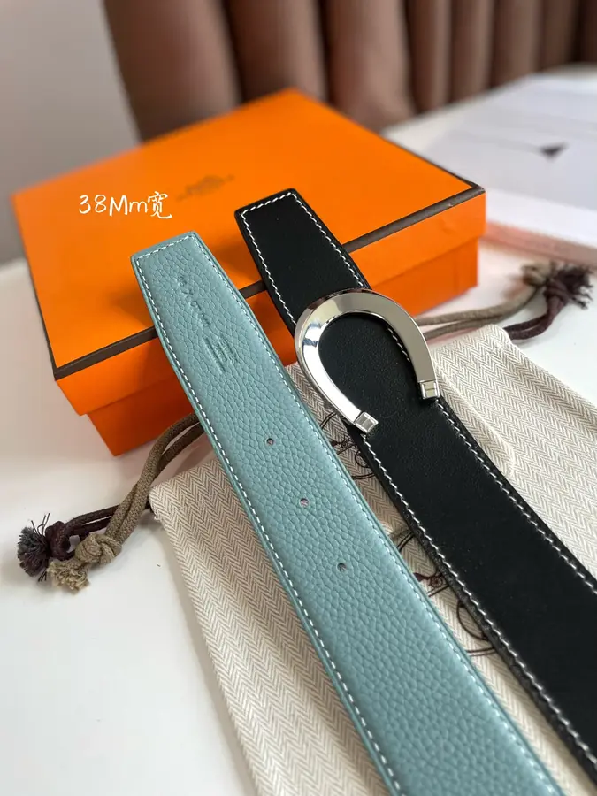 에르메스 럭 리버서블 벨트 블루 블랙 38mm