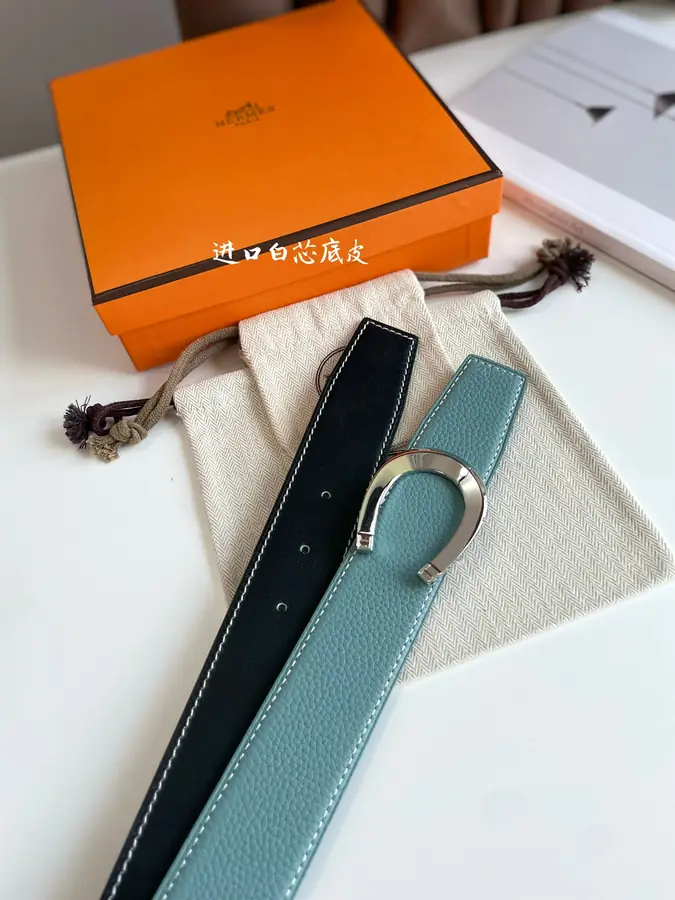 에르메스 럭 리버서블 벨트 블루 블랙 38mm