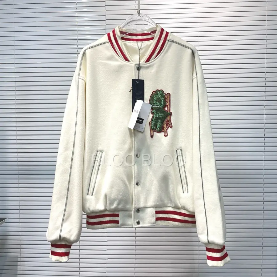 디올 앤 오타니 워크샵 바시티 자켓 화이트