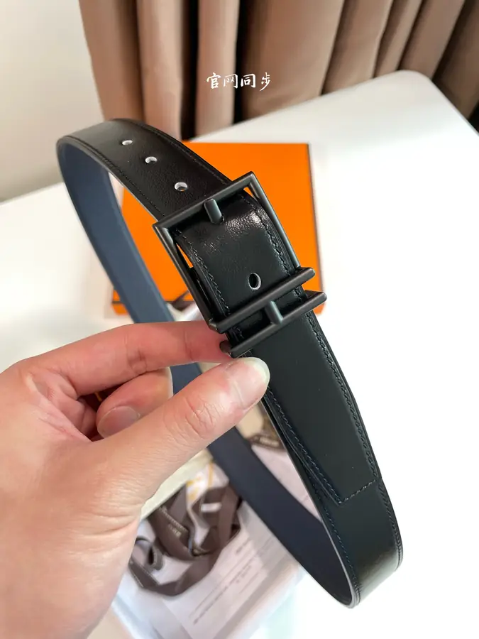 에르메스 네이단 리버서블 블랙 벨트 32mm