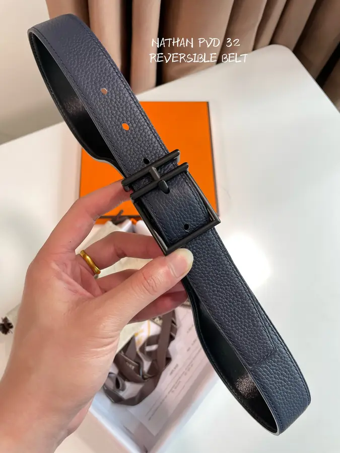 에르메스 네이단 리버서블 블랙 벨트 32mm