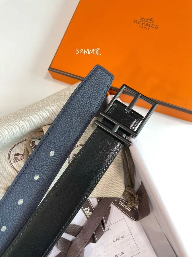 에르메스 네이단 리버서블 블랙 벨트 32mm