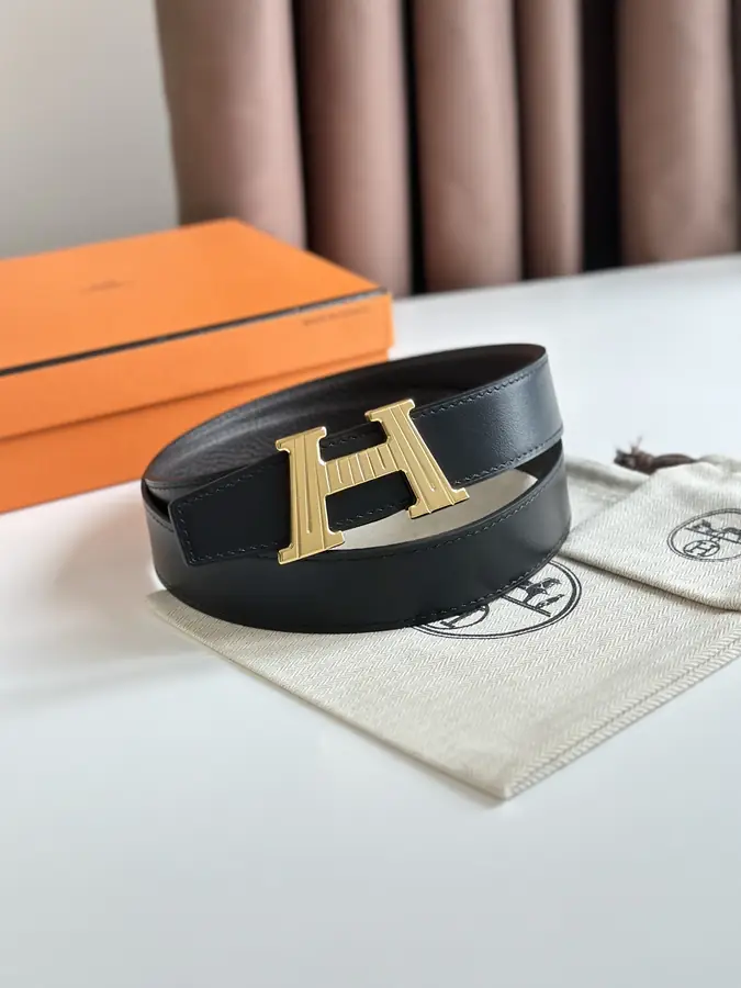 에르메스 H 토고 다크 브라운 벨트 금장 32mm