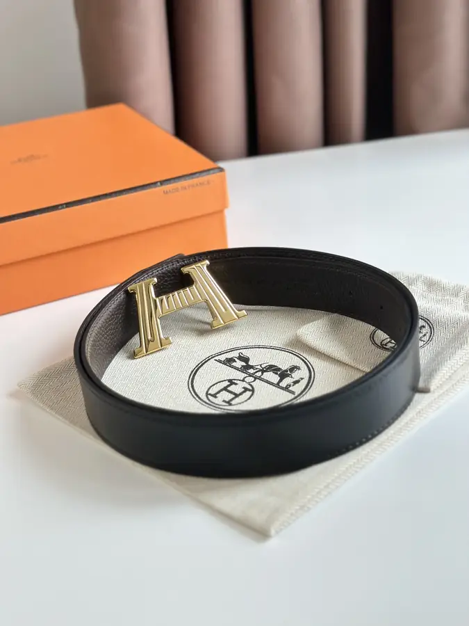 에르메스 H 토고 다크 브라운 벨트 금장 32mm