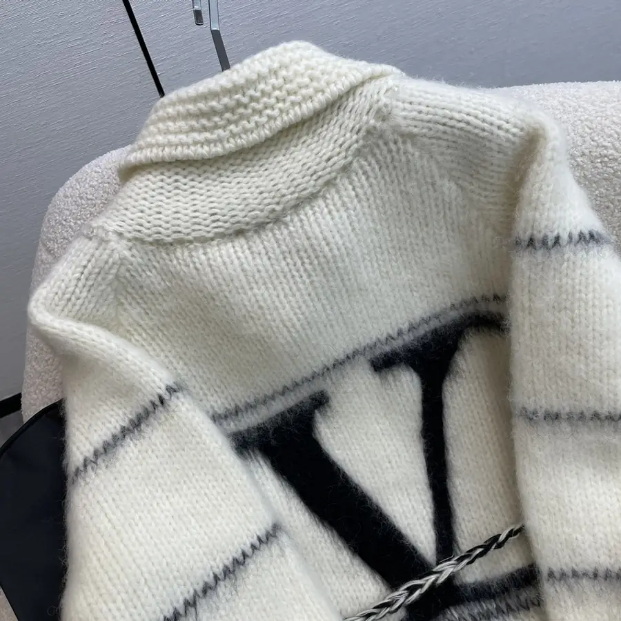 발렌티노 벨티드 인타르시아 울 블랜드 카디건