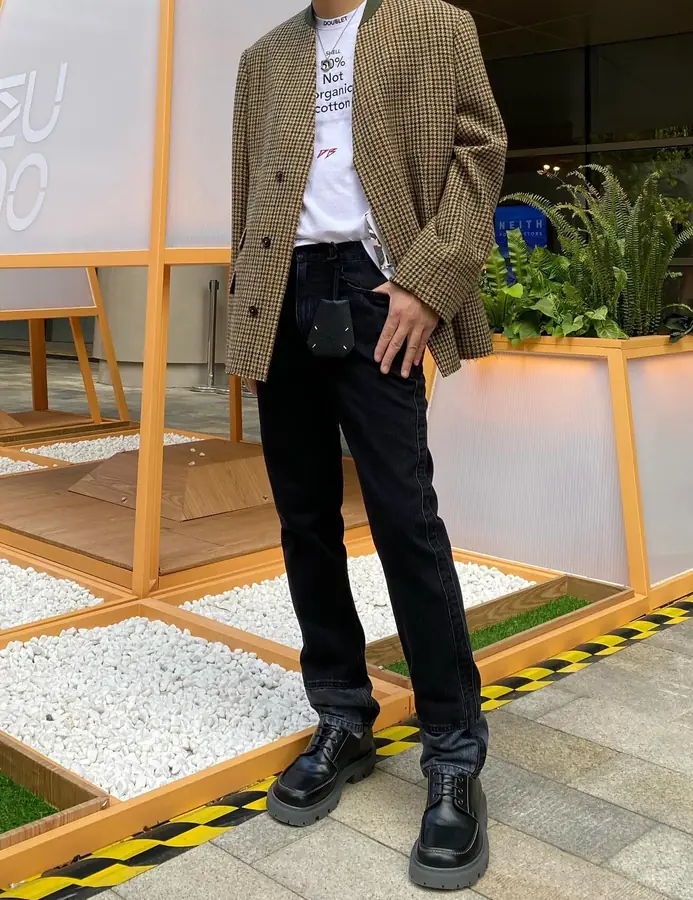 메종 마르지엘라 하운즈투스 패턴 울 블레이저