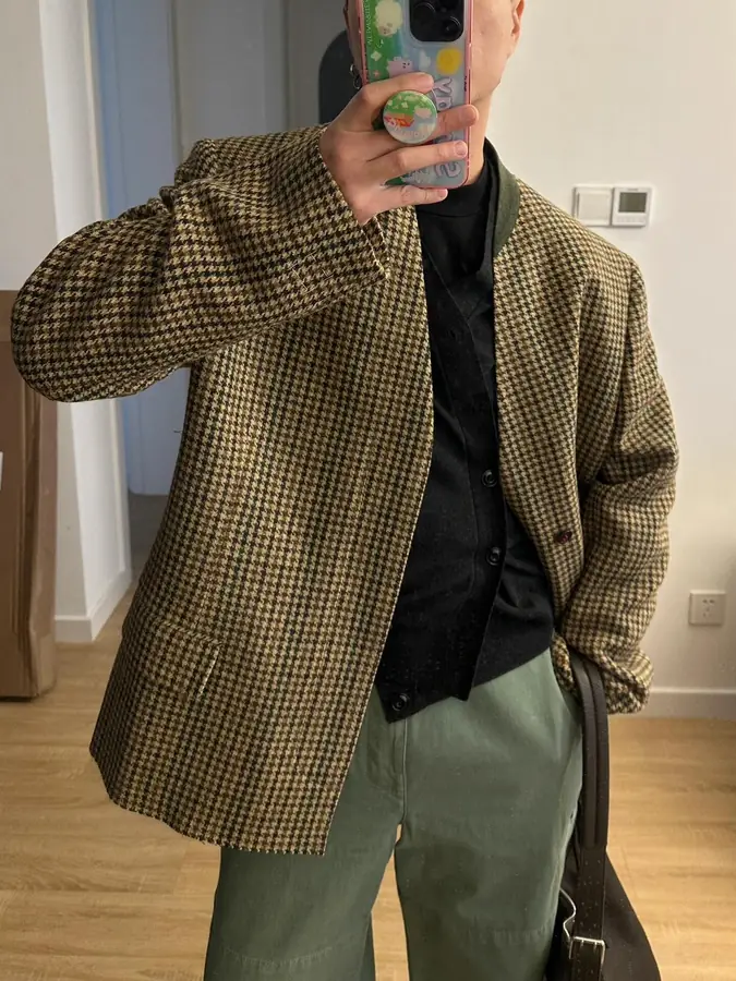 메종 마르지엘라 하운즈투스 패턴 울 블레이저