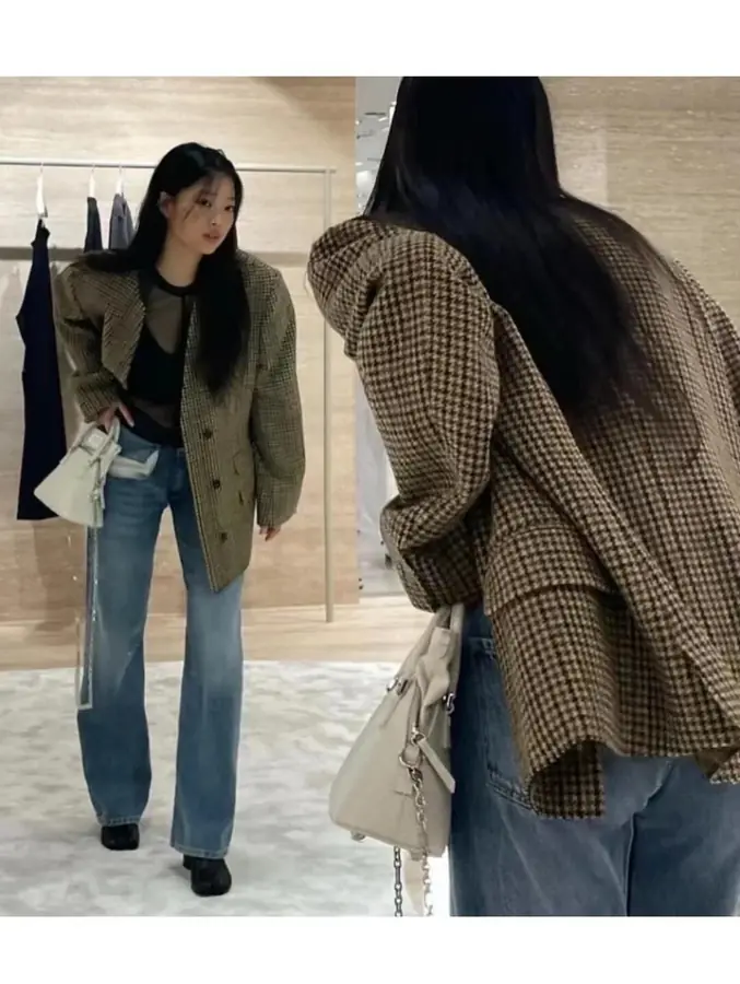 메종 마르지엘라 하운즈투스 패턴 울 블레이저