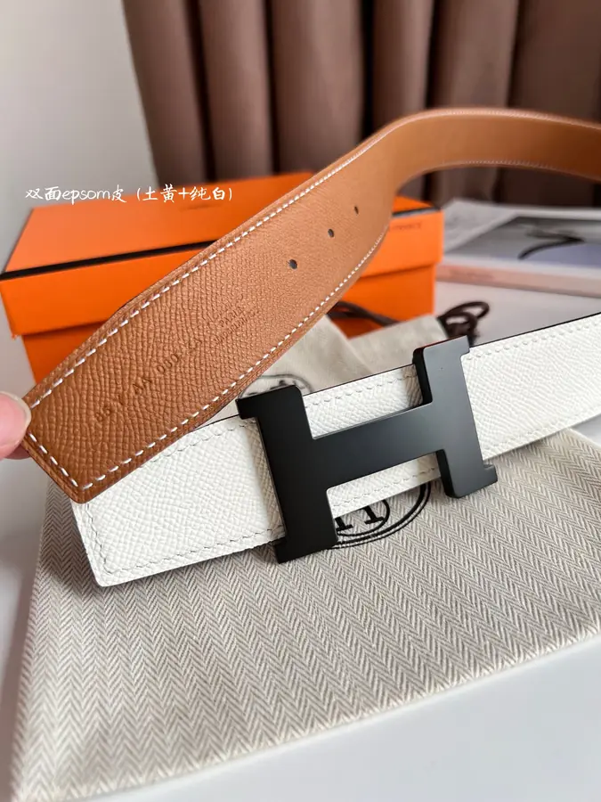 에르메스 콘스탄스 브라운 벨트 블랙 32mm