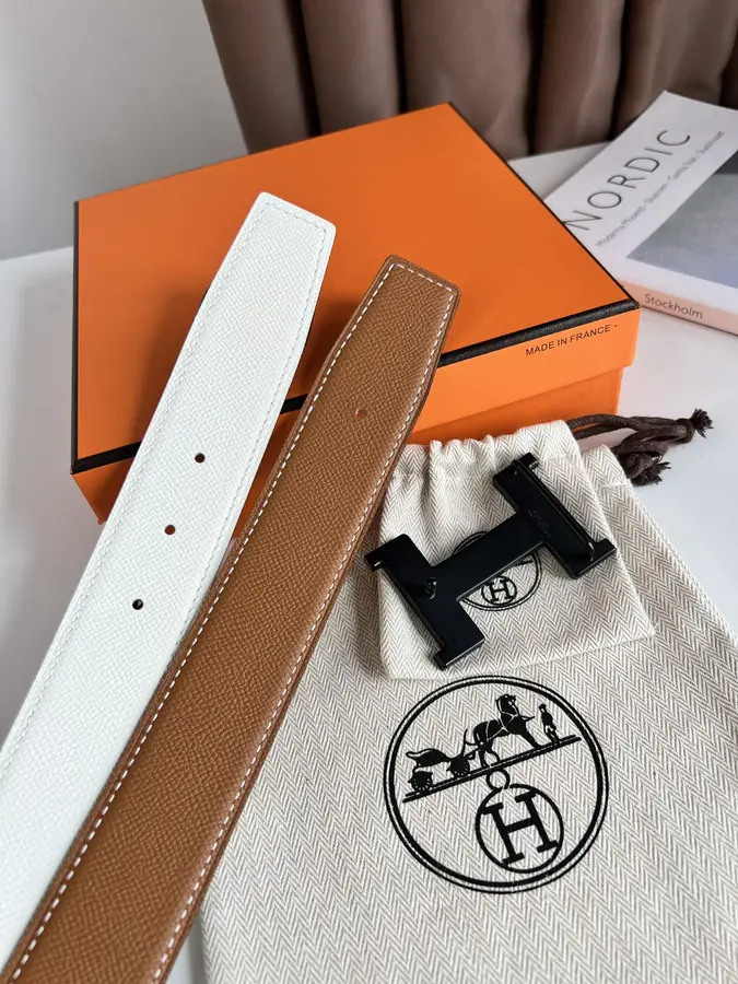 에르메스 콘스탄스 브라운 벨트 블랙 32mm