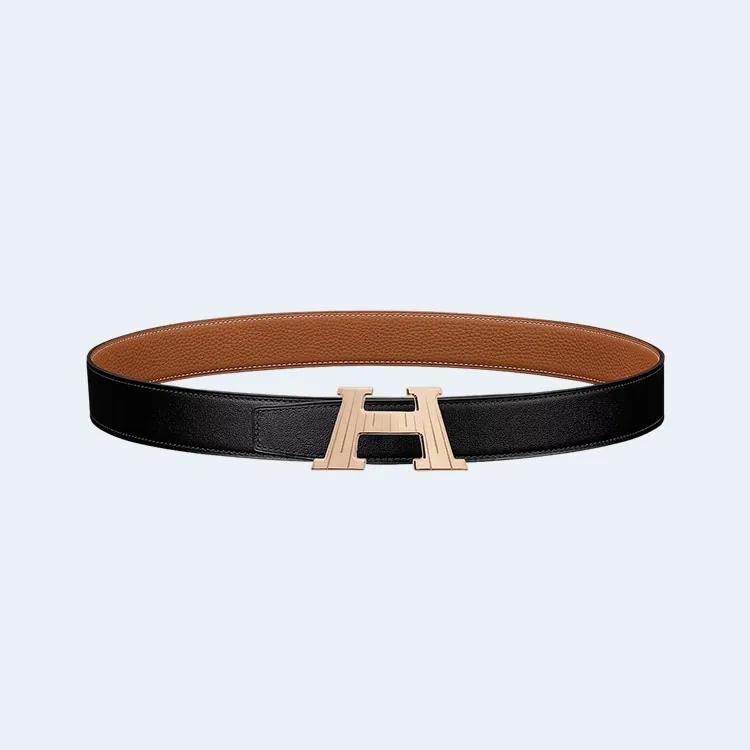 에르메스 H 토고 브라운 벨트 금장 32mm