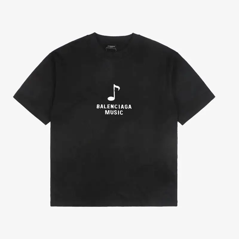 발렌시아가 뮤지컬 노트 포트레이트 프린트 티셔츠