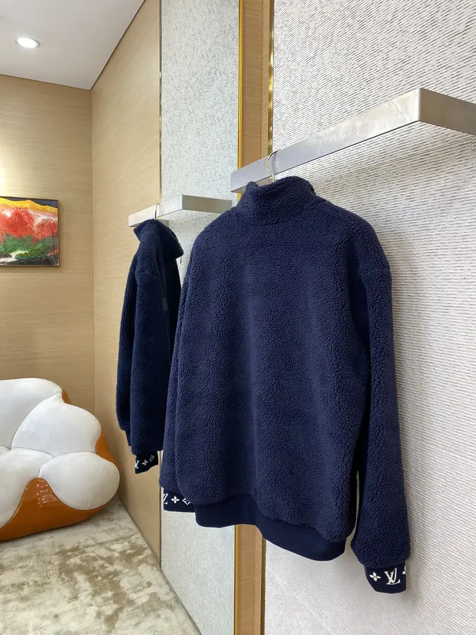 루이비통 레더 패치 플리스 블루종 1AGLXL