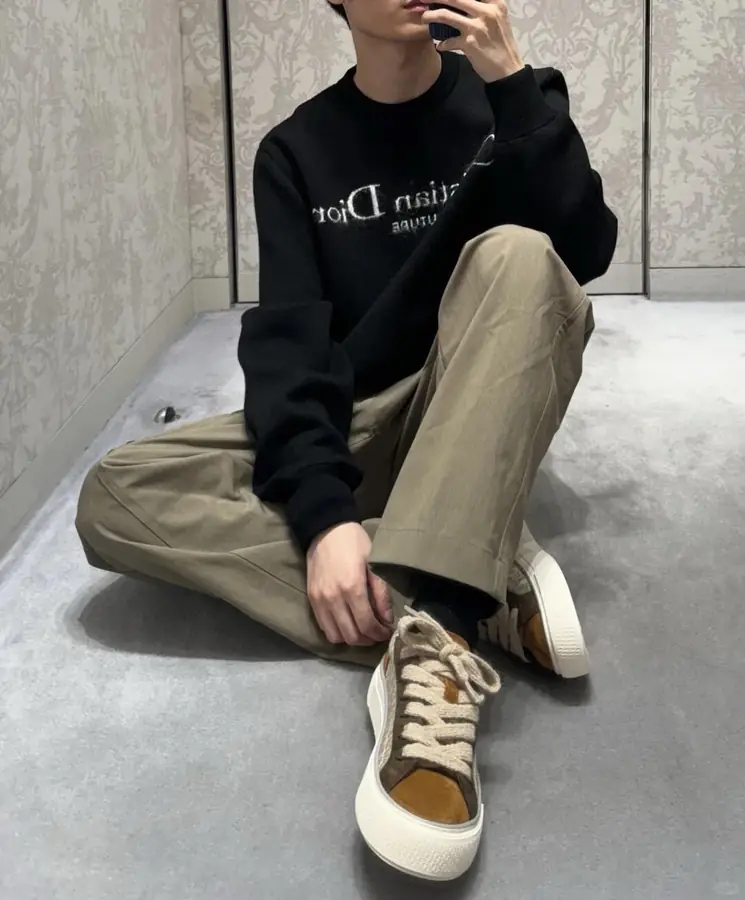 디올 베이지 코튼 블렌드 카고 팬츠