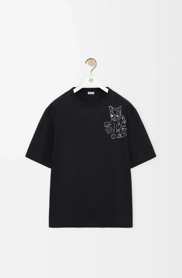 남녀공용 로에베 루이스 웨인 엠브로이더리 코튼 저지 티셔츠 (2color)