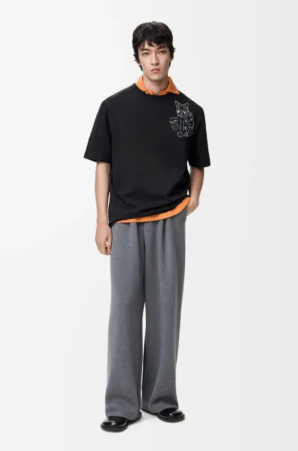 남녀공용 로에베 루이스 웨인 엠브로이더리 코튼 저지 티셔츠 (2color)