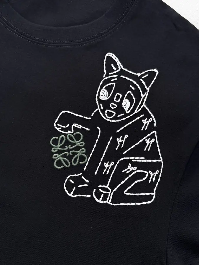 남녀공용 로에베 루이스 웨인 엠브로이더리 코튼 저지 티셔츠 (2color)