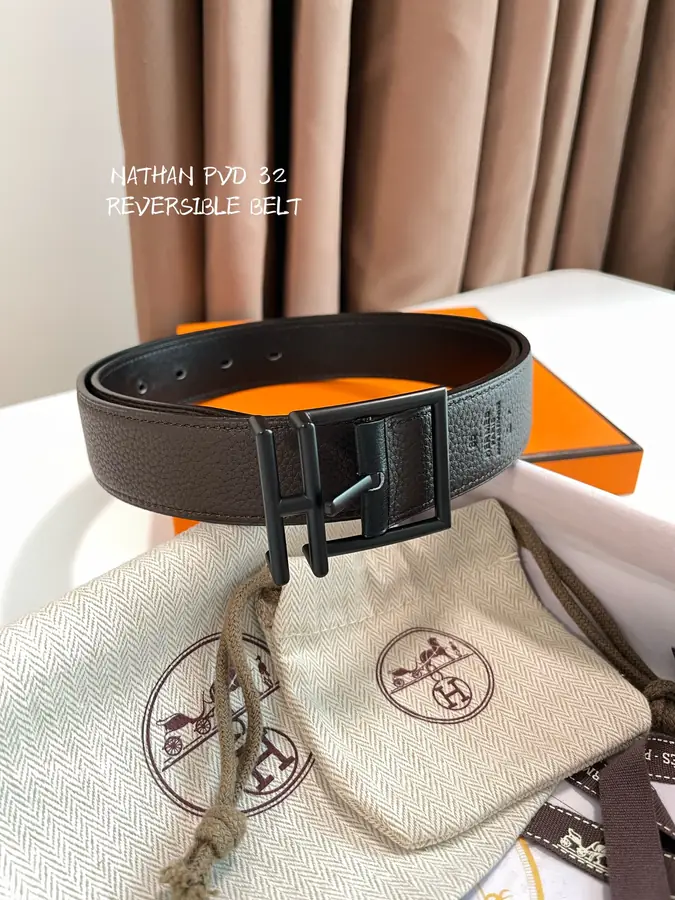 에르메스 네이단 리버서블 다크 브라운 벨트 32mm