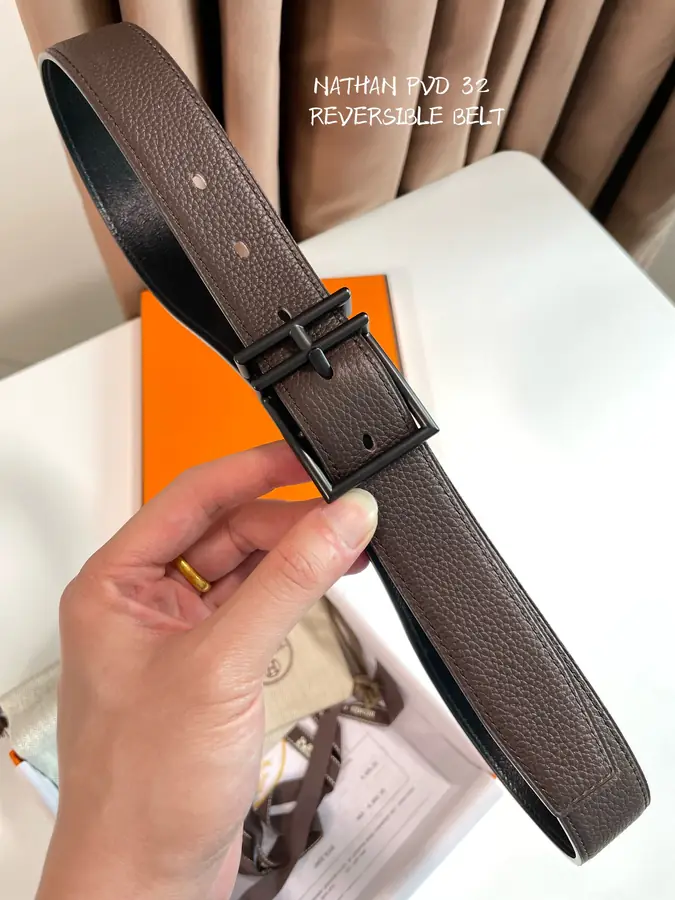 에르메스 네이단 리버서블 다크 브라운 벨트 32mm
