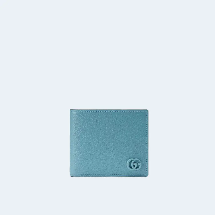 구찌 GG 마몬트 레더 반지갑 스카이블루