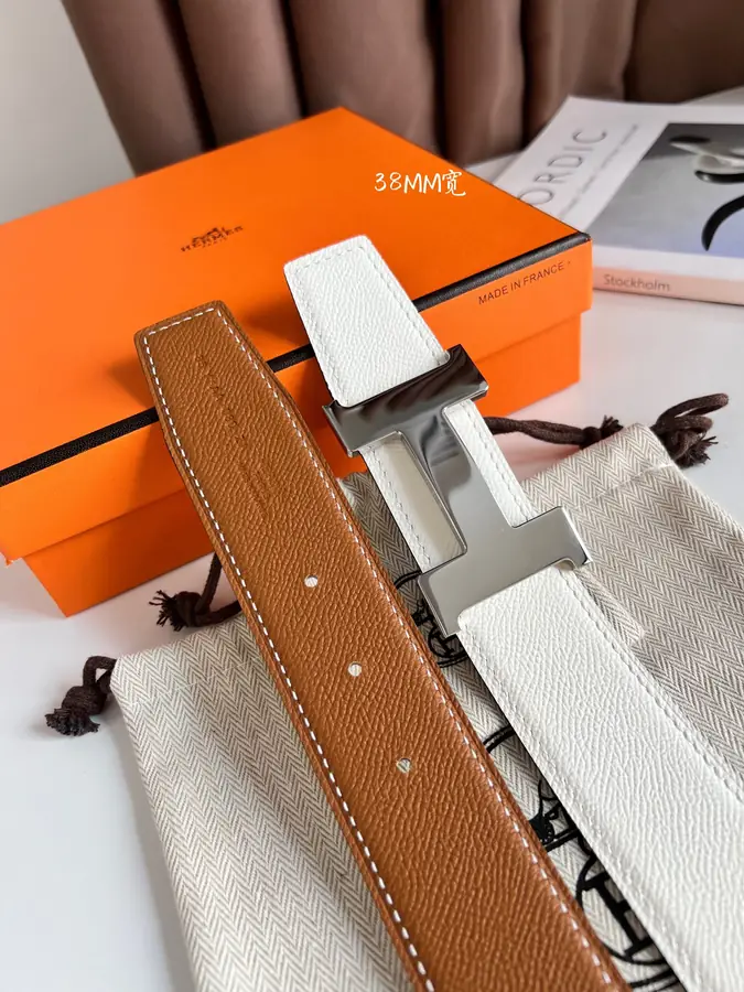 에르메스 콘스탄스 브라운 벨트 실버 32mm