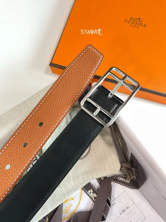 에르메스 카페 코드 32 리버서블 브라운 벨트 32mm
