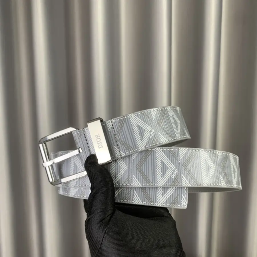 디올 다이아몬드 캔버스 리버서블 벨트 그레이 35mm