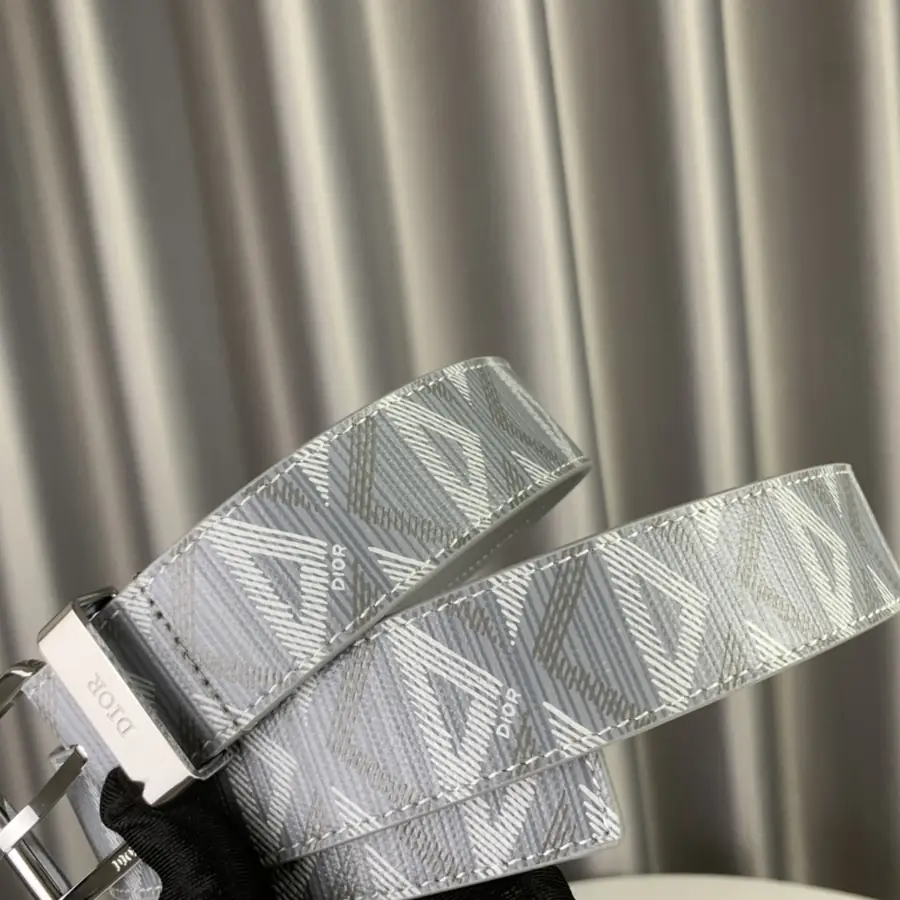 디올 다이아몬드 캔버스 리버서블 벨트 그레이 35mm