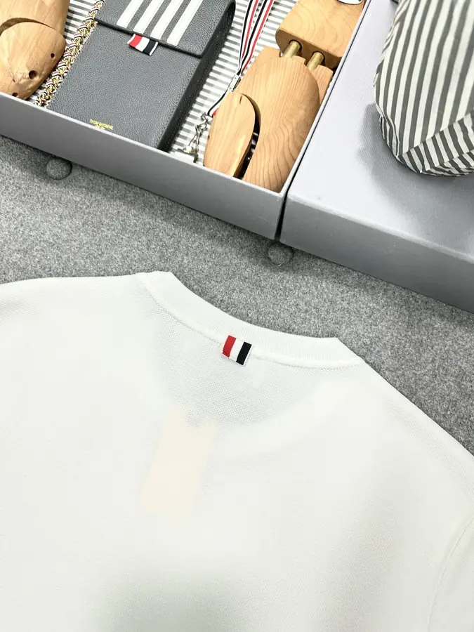 톰브라운 인터락 코튼 티셔츠 화이트
