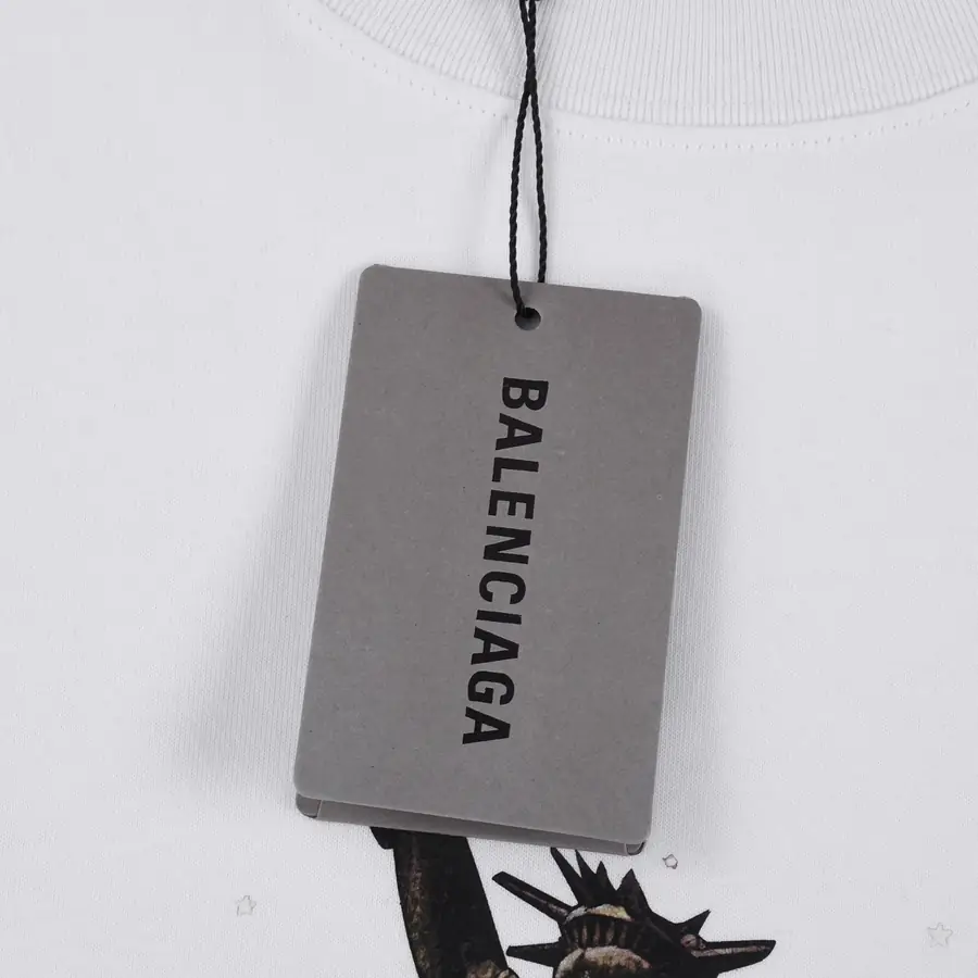 발렌시아가 Statue of Liberty 자수 티셔츠 화이트