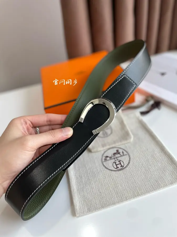 에르메스 럭 리버서블 벨트 카키 블랙 38mm