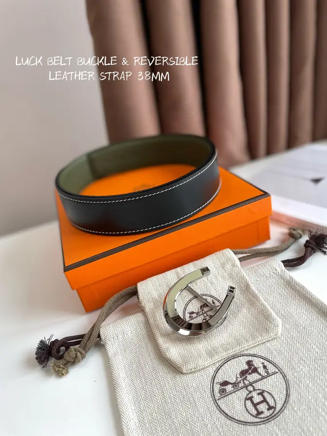 에르메스 럭 리버서블 벨트 카키 블랙 38mm