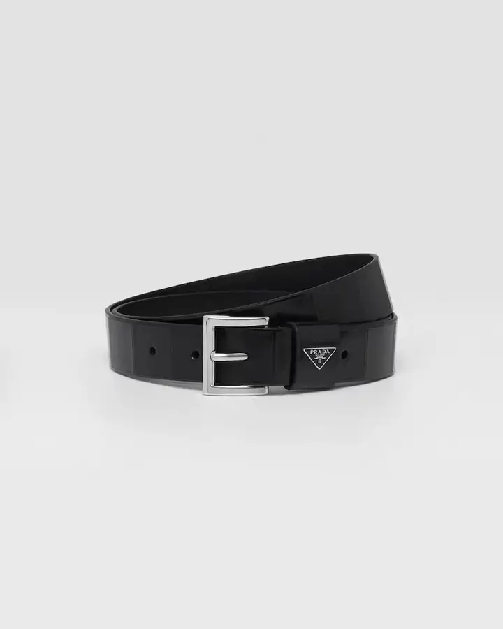 프라다 스무스 레더 벨트 블랙 34mm