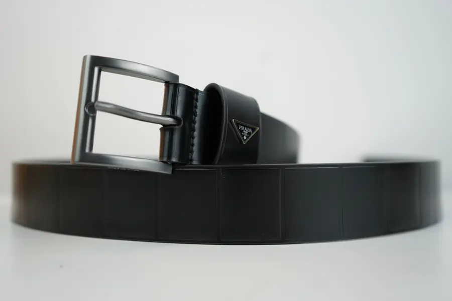 프라다 스무스 레더 벨트 블랙 34mm