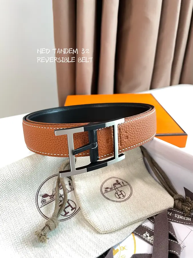 에르메스 네오 탄뎀 리버서블 브라운 벨트 32mm