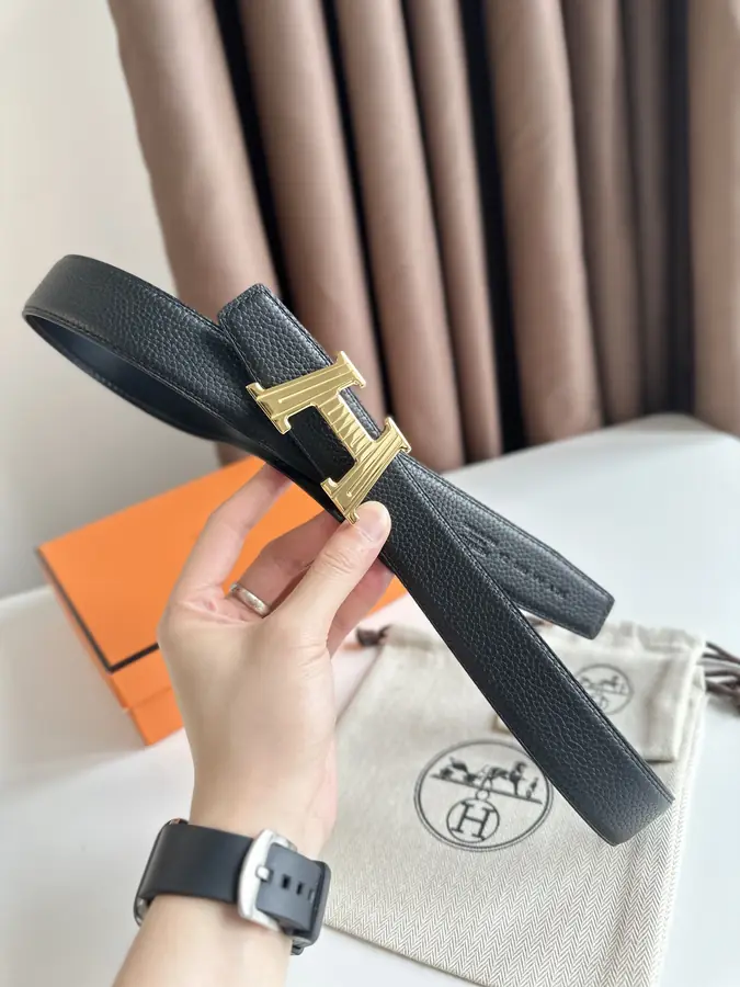 에르메스 H 토고 벨트 블랙 금장 32mm