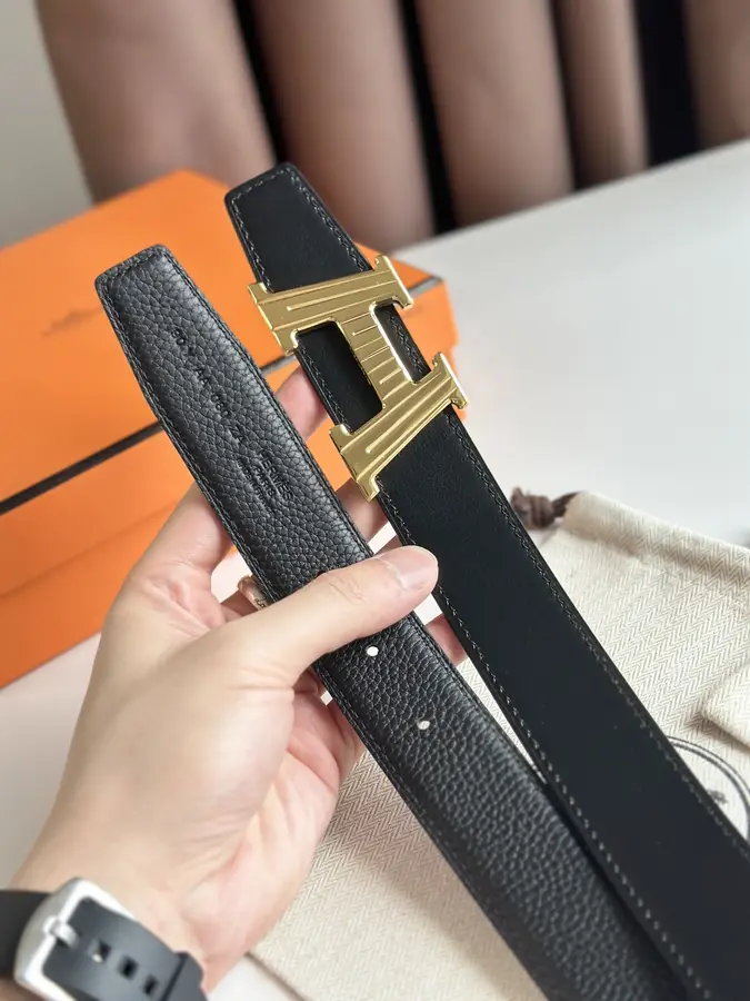 에르메스 H 토고 벨트 블랙 금장 32mm