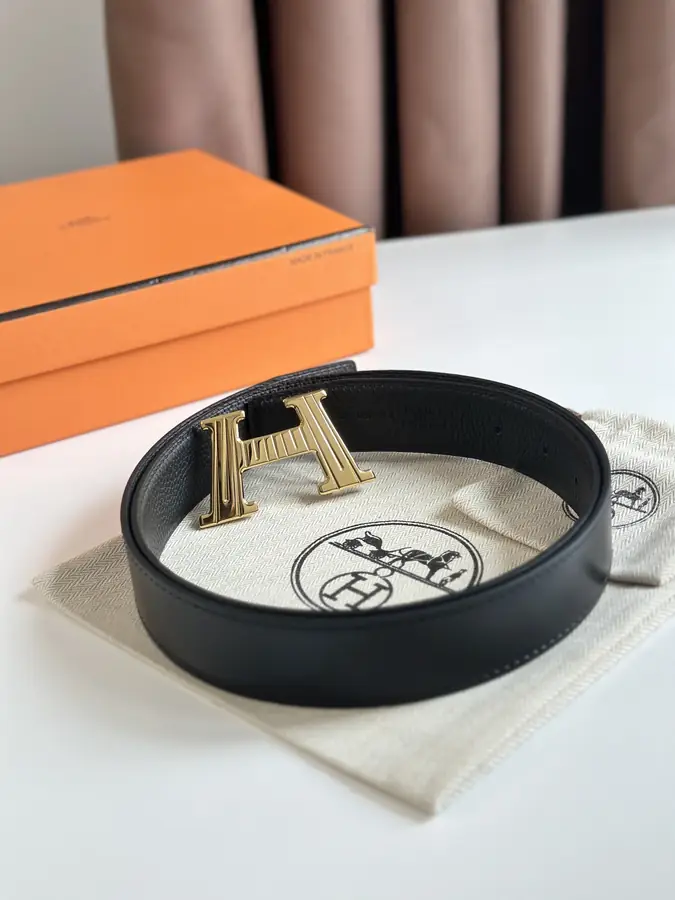 에르메스 H 토고 벨트 블랙 금장 32mm